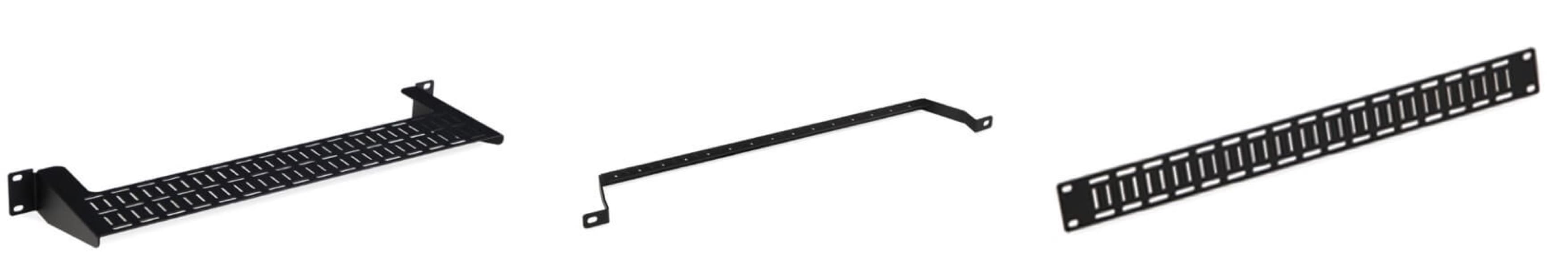 Assorted lacing bars and cable routing accessories